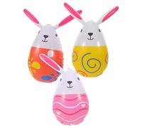 ROMISBABA Lot de 3 Décorations Gonflables de Pâques en PVC Résistant Lapins et Œufs Colorés Décorations Extérieures Légères et Réutilisables pour Jardin et Fête de Printemps