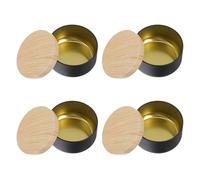 ROMISBABA Lot de 4 Boîtes à Bougies en Fer Blanc Couvercle Effet Bois 8 Oz Résistantes à la Chaleur Boîtes de Conservation Scellées pour Fabrication de Bougies Artisanales et Rangement