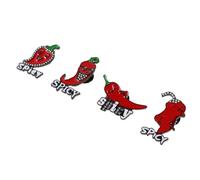 ROMISBABA Lot de 4 Broches en Alliage de Zinc Forme Piment Rouge, Épingles Décoratives Mignonnes pour Femmes, Accessoires Mode Polyvalents pour Vestes, Cardigans et Paquet, Style Original
