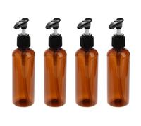 ROMISBABA Lot de 4 Flacons Rechargeables Noirs 100ml en Pet et Pp, Distributeurs Portables pour Shampoing et Savons Liquides, pour Salle de Bain et Voyage