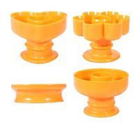 ROMISBABA Lot de 4 set de Moules de Cuisson en Plastique Jaune Résistants à la Chaleur Antiadhésifs pour Beignets Formes Rondes Cœur Fleur et Ananas Accessoires Pratiques pour
