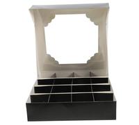 ROMISBABA Lot de 5 Boîtes en Carton Noir 16 Compartiments avec Fenêtre pour Emballage de Chocolat Boîte à Friandises Polyvalente pour Présents de Mariage Saint-Valentin et Pâtisserie