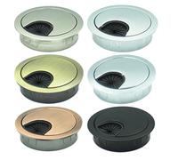 ROMISBABA Lot de 6 Caches Passe-Câbles de Bureau en Alliage de Zinc 60 MM Gestion des Câbles pour Table et Bureau Finition Brillante Brossée Argenté Perlé Rouge Ancien Vert Ancien et Noir