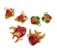 ROMISBABA Lot de 6 Pendentifs Poissons en Acier Inoxydable Doré Breloques Animaux Émaillées pour Création de Bijoux Accessoires DIY pour Colliers et Bracelets Thème Océan pour Loisirs
