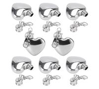ROMISBABA Lot de 8 Mini Flasques Porte-Clés en Acier Inoxydable 30 Ml Forme Cœur Bouchon Hermétique en Laiton Gourde de Camping Portable D’Extérieur pour Randonnée et Voyage