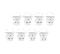 ROMISBABA Lot de 8 Petits Seaux Décoratifs en Fer Blanc Blancs Seaux Multi-usages pour Rangement de Bonbons Collations et Accessoires de Jardinage Miniatures pour Fête et Bureau Poignées