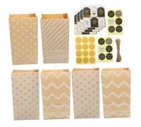 ROMISBABA Lot de Petits Sacs Papier Kraft avec Stickers et Étiquettes DIY Sachets Pochettes pour Bonbons et Anniversaires