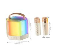 ROMISBABA Machine Karaoké Portable Q7 avec Double Microphone sans Fil Mini Enceinte Karaoké Blanche Compacte Mini Micro LED pour Fêtes Réunions et Loisirs Kit pour Garçon et Filles et