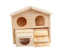 ROMISBABA Maison pour Hamster avec Échelle Double Couche Spacieuse Multi Entrées Cabane Molaire pour Rongeurs Aire de Jeu et Naturel à Peindre Habitat Sécurisé pour Hamsters et Rats