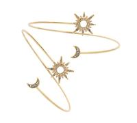 ROMISBABA Manchettes pour Femmes en Alliage Doré Ajustables Bijoux Soleil et Lune, Bracelets de Bras Haut du Bras pour Fête et Usage Quotidien, Lot de 2 Pièces, Design Ouvert Élégant
