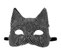 ROMISBABA Masque de Chat Demi-visage en Strass pour Fête et Photographie, Accessoire Élégant en Pp Éclat Mystérieux, pour Soirées et Cosplay