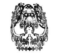 ROMISBABA Masque Demi Visage Métal Noir avec Diamants Mascarade Squelette pour Fête Halloween Carnaval