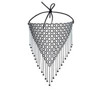 ROMISBABA Masque Facial en Noir Chaîne en Nylon et Franges pour Mascarade Élégante, Offrant une Expérience Esthétique Vintage Style Brillant