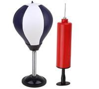 ROMISBABA Mini Balle de Boxe à Ventouse Bleue et Blanche pour Bureau Balle de Boxe Verticale Anti-Stress Pompe Rouge Incluse Coordination Œil-Main et Soulagement du Stress au Travail