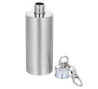ROMISBABA Mini Design Élégant et Pratique Porte-clés en Acier Inoxydable 2 Oz Flasque Cylindrique Compact pour Randonnée et Vacances pour Hommes et Femmes