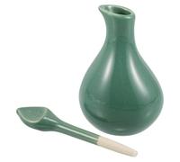 ROMISBABA Mini Flacons en Céramique Verte pour Huiles Essentielles Finition Émail Élégante, pour Massage Thaï et Mélange Aromathérapie en Institut Spa