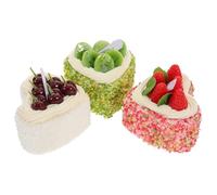 ROMISBABA Modèles de Gâteaux Artificiels de Cœur, Lot de 3 Pièces Réalistes Fruits, Décorations pour Photographie Culinaire et Accessoires de Scène