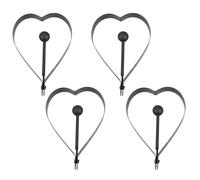 ROMISBABA Moule à Œufs en Acier Inoxydable Noir Antiadhésif Lot de 4 de Cœur pour Cuisson Œufs Frits Crêpes et Omelettes Petit-Déjeuner Maison