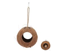 ROMISBABA Nid Multifonction en Coquille Naturelle pour Oiseaux et Lézards, Abri Caché à Deux Ouvertures, Mangeoire Intégrée, pour Perroquets et Petits Animaux de Compagnie, Taille Unique,