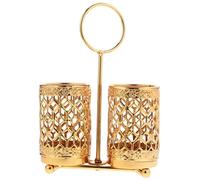 ROMISBABA Organisateur Couverts Rotatif Doré Porte Ustensiles Multifonction pour Cuisine Range Cuillères et Fourchettes Étagère de Rangement Compacte pour Plan de Travail
