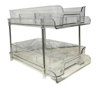ROMISBABA Organisateur De Bureau Transparent à Deux Couches Boîte De Rangement Pour Cosmétiques Et Accessoires Rangement Sous Évier Et Salle De Bain De Stockage Pratique Et De Place