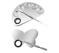 ROMISBABA Palette et Mélanger Fond de Teint pour Nail Art 2pcs en Acier Inoxydable Spatule Manucure Forme Aile et Semi-cercle, Outil Facile à Nettoyer pour Voyager