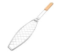 ROMISBABA Panier à Griller Poisson en Acier Inoxydable pour Barbecue Extérieur, Grille à Clips Amovible, Poignée Ergonomique, Multifonction pour Grillades Légumes et Viande, Usage Camping