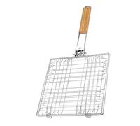 ROMISBABA Panier Grillade Acier Inoxydable Pliable Support Poisson Barbecue avec Poignée Isolante Rack Grill et Facile à Nettoyer pour Viande et Fruits de Mer