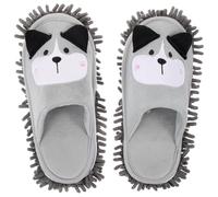 ROMISBABA Pantoufles de Nettoyage Sol Chenille Amovible, Chaussures Lavables Femmes, Semelle Grise Motif Chien, Taille M, Pantoufles Serpillères pour Maison et Bureau