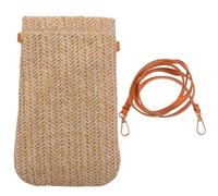 ROMISBABA Paquet Bandoulière en Paille Tressée pour Femmes, Petit Paquet de Plage Beige Clair, Format Vertical pour Téléphone Portable Compatible Grand Écran, Léger et Pratique pour