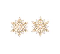 ROMISBABA Paquet de 1 Paire de Boucles D'oreilles Goujon Flocon de Neige en Perles Dorées, Boucles D'oreilles pour Femmes, Légères et Délicates, pour Dîner, Banquet ou Remise de Diplôme