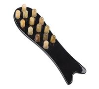 ROMISBABA Peigne de Massage Corne Naturelle Forme Poisson Brosse Massante Chevelu Petite Portable pour Relaxation et Soin des Cheveux