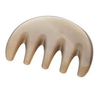 ROMISBABA Peigne de Massage Cuir Chevelu pour Massage des Méridiens et Relaxation des Cheveux en Corne de Yak Blanc, 5 Dents Larges, Léger et Design Chic Unique