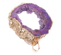 ROMISBABA Pendentif ou Accessoire Décoratif Élégant et Confortable Tranche D'agate Naturelle Pourpre Bordure Dorée pour Bijoux Décoration