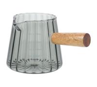 ROMISBABA Pichet Lait Verre Verre avec Manche Bois Doseur Espresso Anti-brûlure Crémier Pratique pour Maison Café et Restaurants