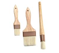 ROMISBABA Pinceau à Badigeonner à Poils Naturels 3 Pièces pour Barbecue et Pâtisserie, Manches en Bois de Hêtre, Taille Moyenne et Extra-Large, Outils Cuisine pour Cuisson en Plein Air