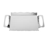 ROMISBABA Plat de Service Rectangulaire en Acier Inoxydable avec Doubles Poignées Plateau Moyen 28X153 CM Argenté Chromé Plateau à Apéritifs et Buffet pour Réception et Rangement Élégant