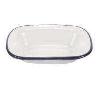 ROMISBABA Plat Rectangulaire Émaillé 16 Cm Bordure Bleue, Plaque de Cuisson Antiadhésive pour Four, Plateau de Rangement Alimentaire Multifonction pour Pâtisserie et Restauration, Usage