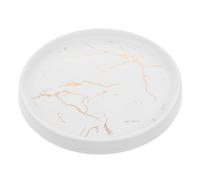 ROMISBABA Plateau à Bijoux Rond en Céramique Blanche Aspect Marbre 20 Cm, Facile à Nettoyer, Élégant pour Boutique de Bijoux et Présentation Raffinée