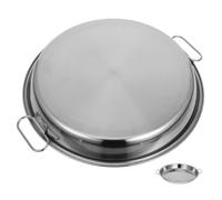ROMISBABA Plateau de Service Acier Inoxydable Rond avec Poignées Plat Multifonction pour Rôtir Vapeur Servir Fruits et Légumes pour Cuisine et Camping