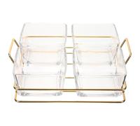 ROMISBABA Plateau de Service Compartimenté Verre et Acier Inoxydable pour Fruits Bonbons et Snacks Plateau Apéritif Multifonction pour Mariages et Réceptions