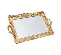 ROMISBABA Plateau Miroir Décoratif Vintage en Verre Miroir pour Maquillage Plateau de Vanité pour Dessus de Commode Accessoire Léger et Pratique pour Rangement Parfum et Bijoux