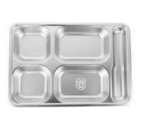 ROMISBABA Plateau Repas Inox Compartimenté avec Emplacements pour Cuillère Grand Format Profond Compartiments Plateau Repas Métallique Divisé pour Adultes Résistant et Facile à Nettoyer