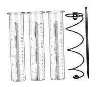 ROMISBABA Pluviomètre Verre avec Piquet Spirale Fer Mesureur Tubes de Remplacement pour Jardin Pelouse Extérieur Installation Facile et Double Échelle