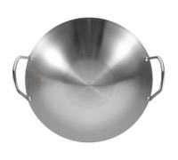 ROMISBABA Poêle à Frire Inoxydable 34 CM Double Poignée Ergonomique Fond Anti-Déformation Cuisine Domestique et Professionnelle