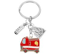 ROMISBABA Porte-Clés Camion de Pompiers de Métal Petit Porte-Clés Décoratif Rouge Breloque Pompier Résistante pour Clés et Paquet Accessoire Authentique pour Amateurs