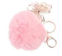ROMISBABA Porte-clés Métal avec Boule de Fourrure Rose Pendentif Sac à Main Décoratif avec Cristaux Porte-clef Élégant et Pratique pour Clés et Sacs