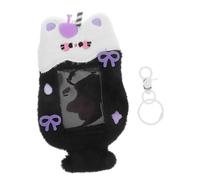 ROMISBABA Porte Clés Peluche Chat Noir Mignon Porte Carte Photo Kpop Transparent Étui Protecteur pour Cartes Identité Robuste et Pratique