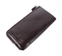 ROMISBABA Portefeuille Long Lisse pour Homme Maroquinerie Cuir Synthétique Fermeture Éclair Paquet à Main De Voyage Décontracté Accessoire Bureau Quotidien Marron