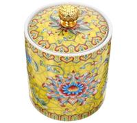 ROMISBABA Pot de Conservation Céramique Vintage pour Thé Vrac Boîte Hermétique Jaune Pot de Rangement Scellé pour Thé Accessoire Pratique pour Maison